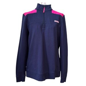 Vineyard Vines Jacket Women’s Small Navy Blue Pink Canvas Shep Shirt Pullover